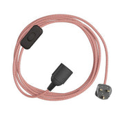 SnakeBis Zig-Zag - Cablaggio con portalampada, cavo in tessuto effetto Zig-Zag RZ09 e spina UK