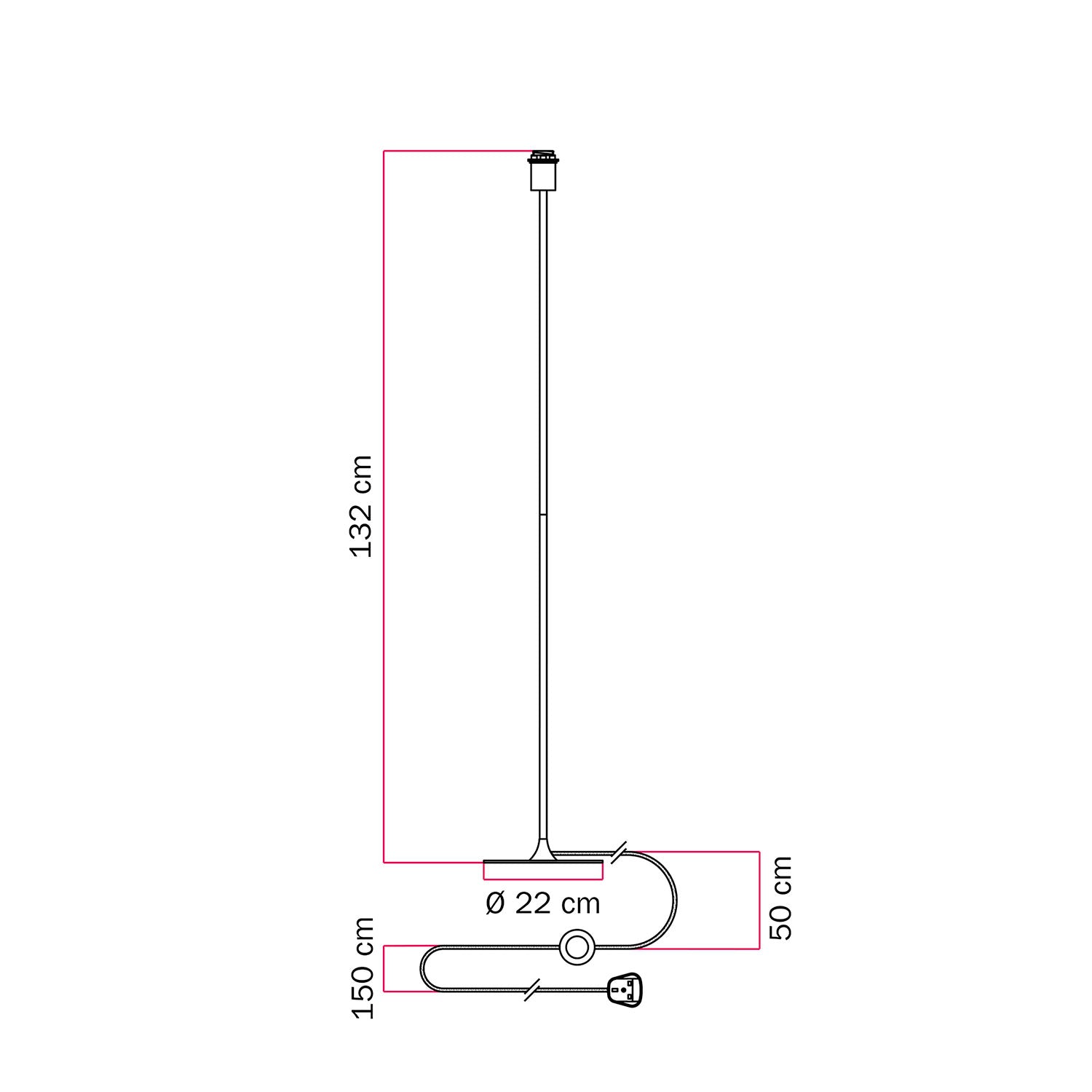 Lampada da terra MAG-Y con base metallica tonda con predisposizione per paralume e spina UK - Bronzo satinato