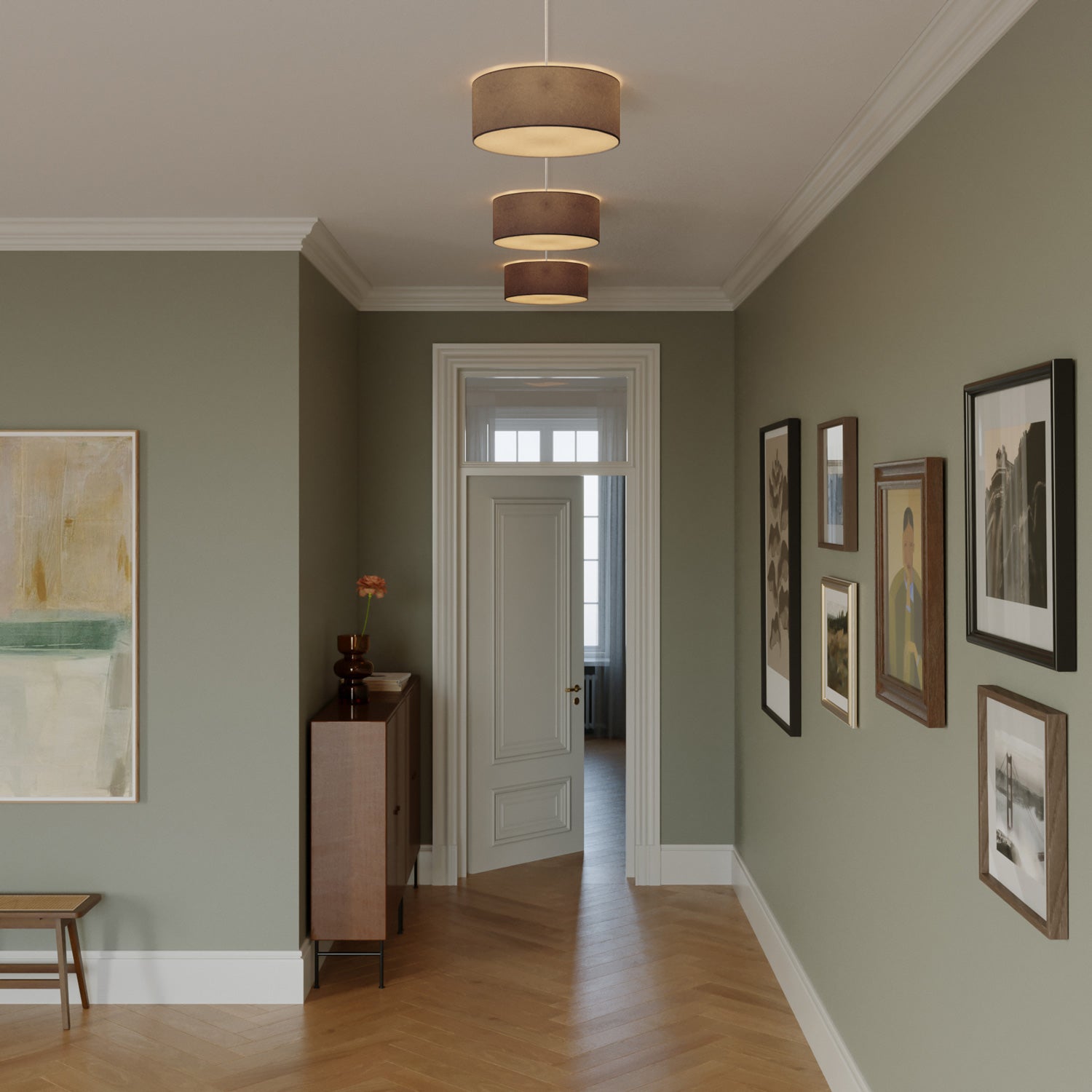 Plafoniera in tessuto Small Camelot marrone - Made in Italy