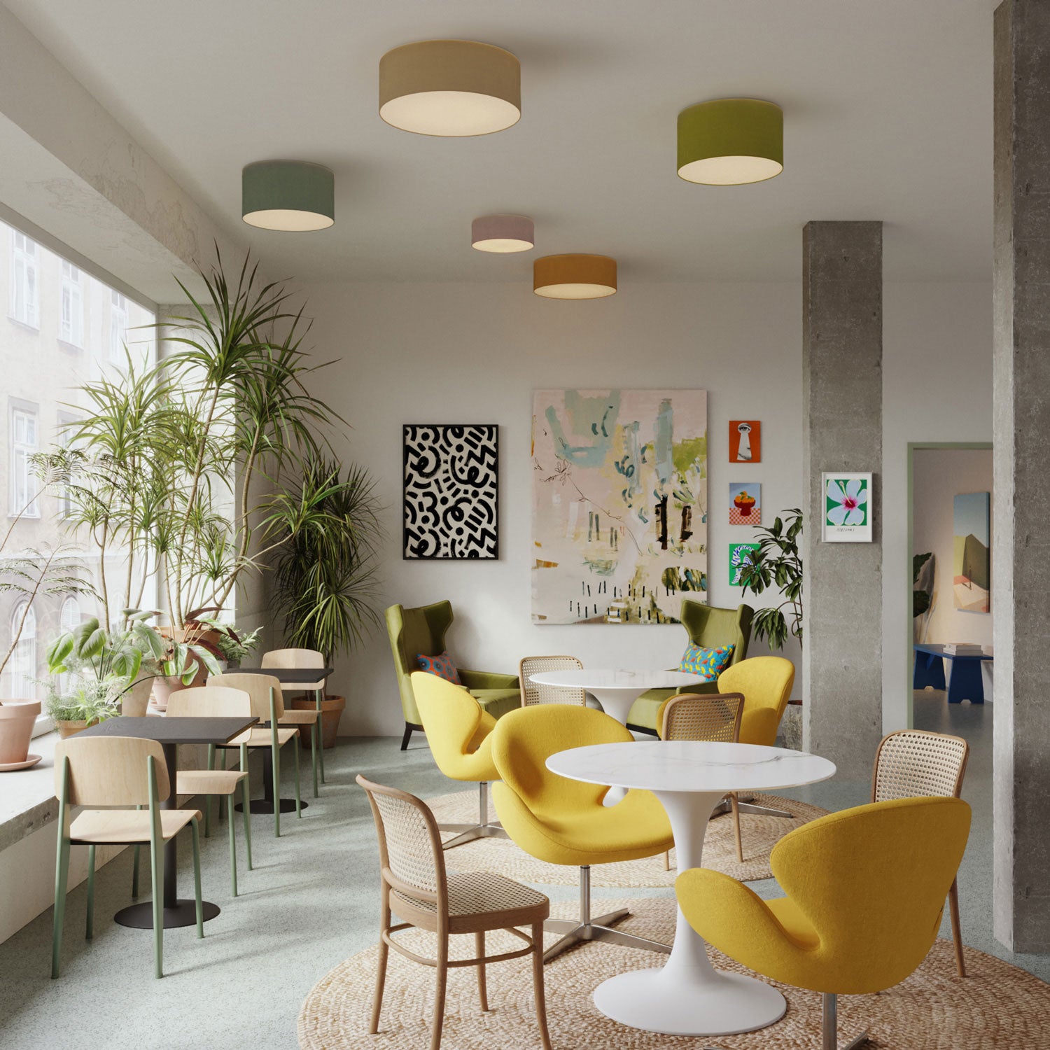 Plafoniera in tessuto Medium Juta naturale - Made in Italy