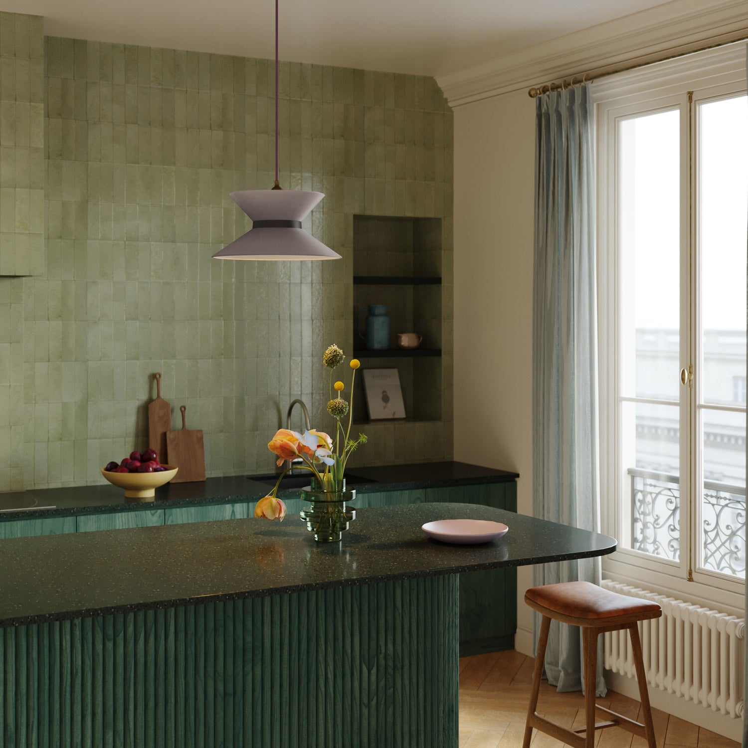 Paralume in tessuto Clessidra Teletta lilla - Made in Italy Teletta antracite