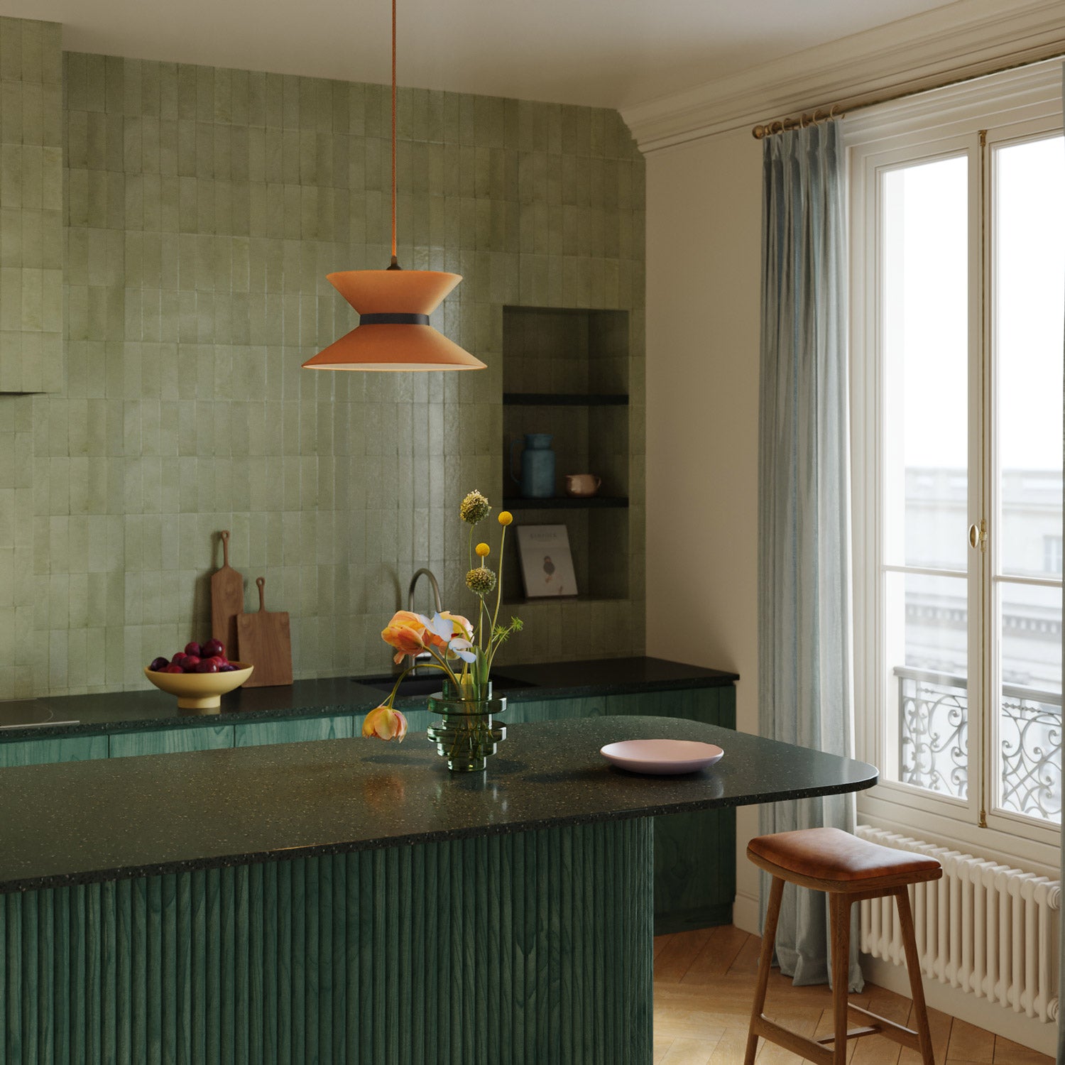 Paralume in tessuto Clessidra Teletta mandarino - Made in Italy Teletta antracite