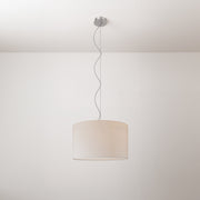 Lampada a sospensione con paralume in tessuto Cilindro Small Arenal sabbia - Made in Italy