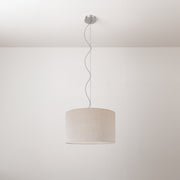 Lampada a sospensione con paralume in tessuto Cilindro Small Lino crudo - Made in Italy