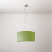 Lampada a sospensione con paralume in tessuto Cilindro Medium Cinette verde pistacchio - Made in Italy