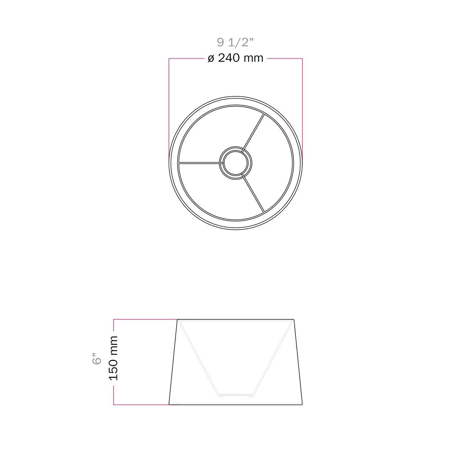 Senčnik Athena z nastavkom E27 za namizno svetilko - Izdelano v Italiji - Temno siva volna