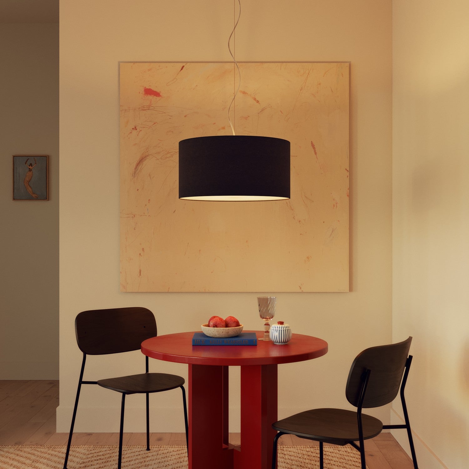 Lampada a sospensione con paralume in tessuto Cilindro Medium - Made in Italy - Lana Grigio Scuro No