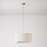 Lampada a sospensione con paralume in tessuto Cilindro Large - Made in Italy - Lana Sabbia No
