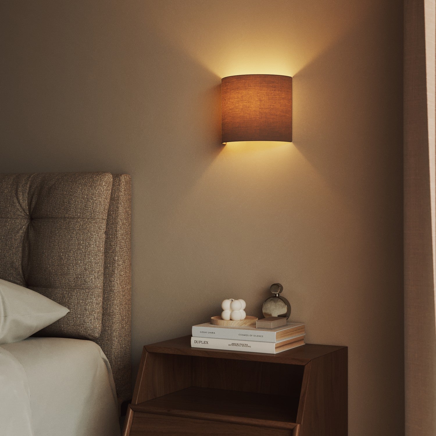 Applique Ventola con paralume in tessuto - Made in Italy - Arenal Cenere