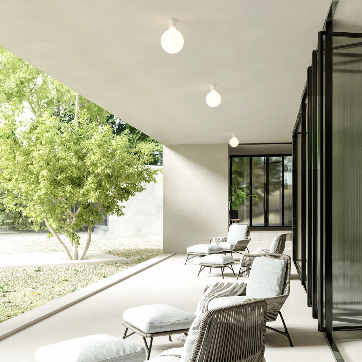 Applique Bianca con lampadina a bulbo effetto porcellana - Waterproof IP44 - IO