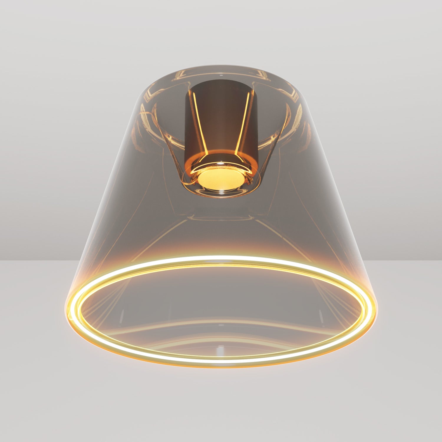 Plafoniera design con lampadina Ghost a cono smoky - Nero