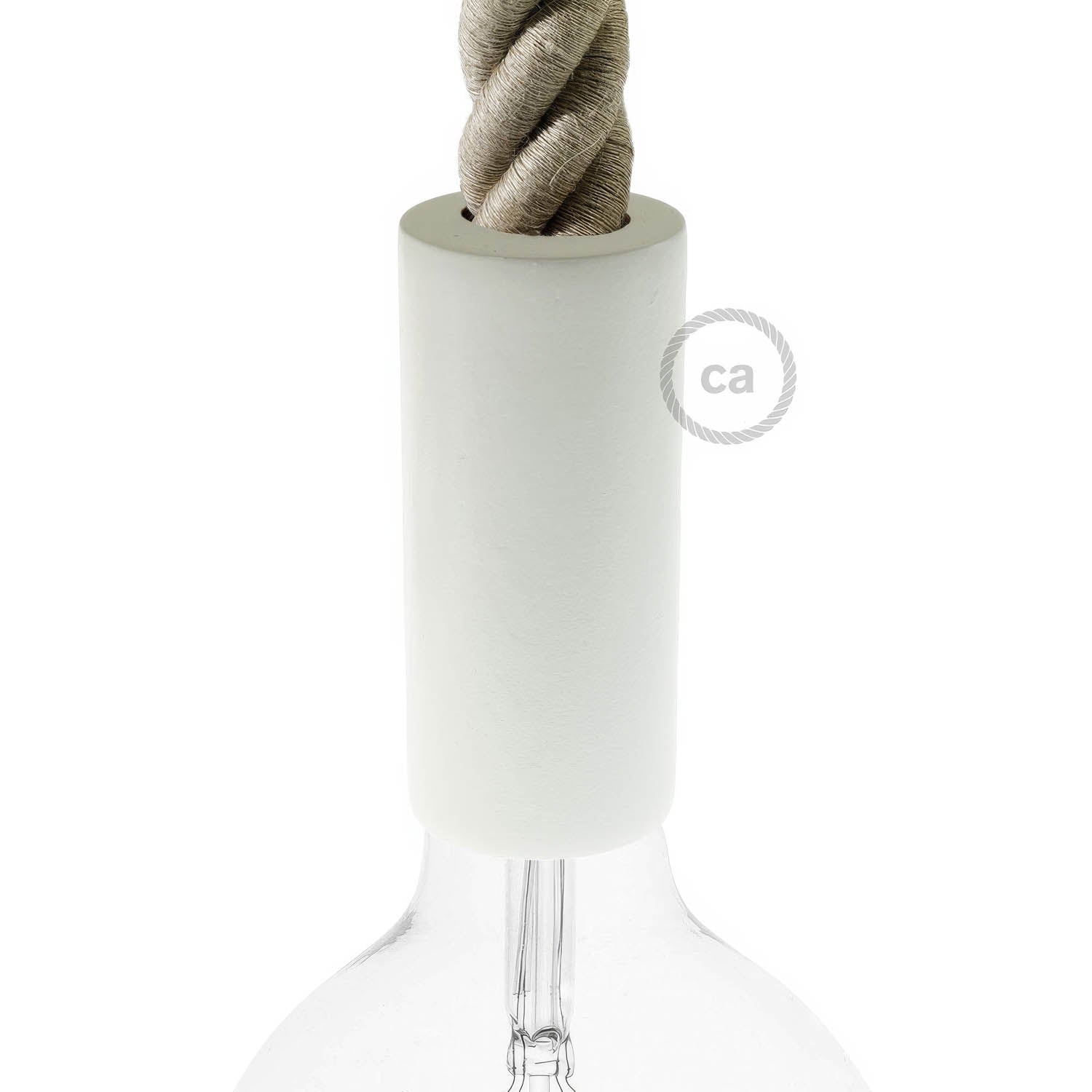 Kit portalampada E27 in legno per cordone 3XL - Bianco