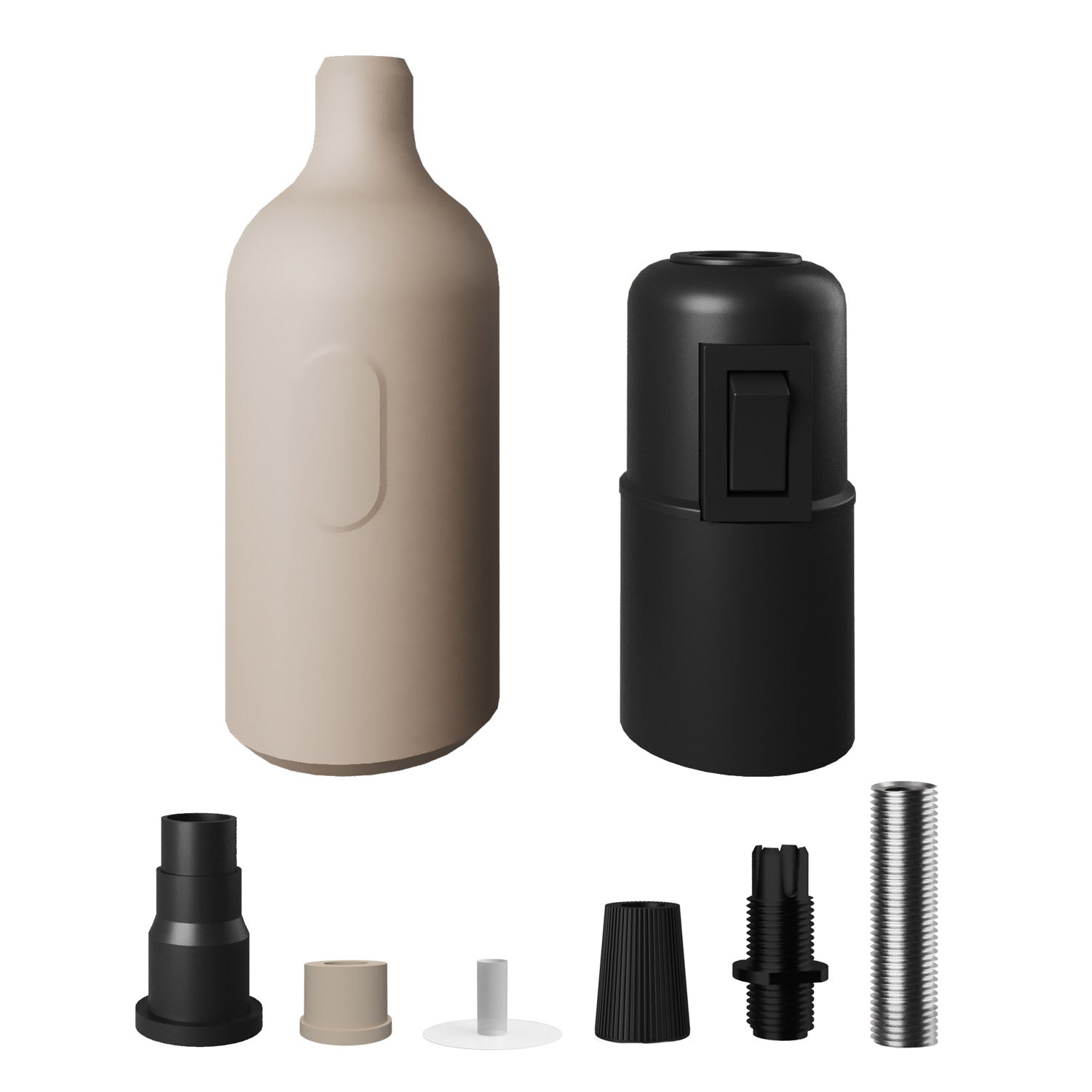 Kit portalampada E27 in silicone con interruttore e serracavo nascosti - Desert Brown