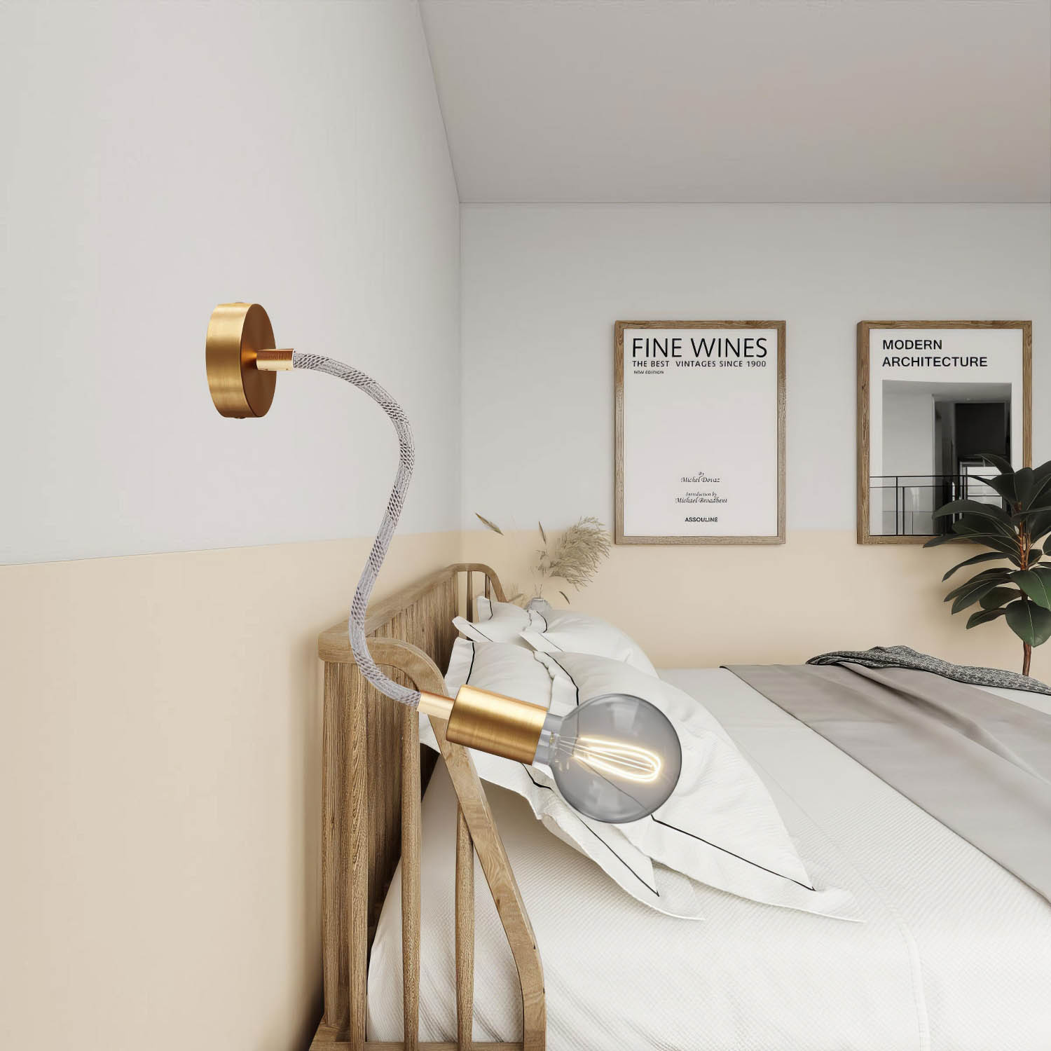 Kit Creative Flex tubo flessibile di estensione rivestito in tessuto RM72 Mèlange chiaro con terminali metallici Bronzo satinato 30 cm