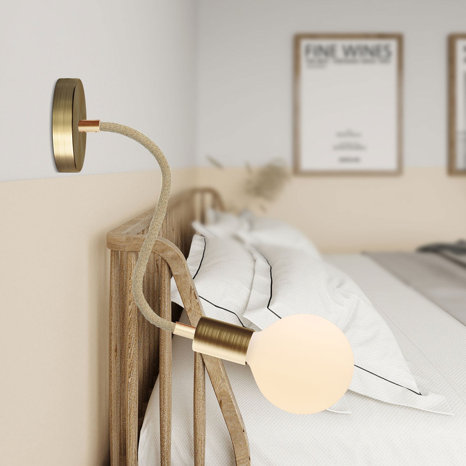 Kit Creative Flex tubo flessibile di estensione rivestito in juta RN06 Neutro con terminali metallici Bronzo satinato 30 cm