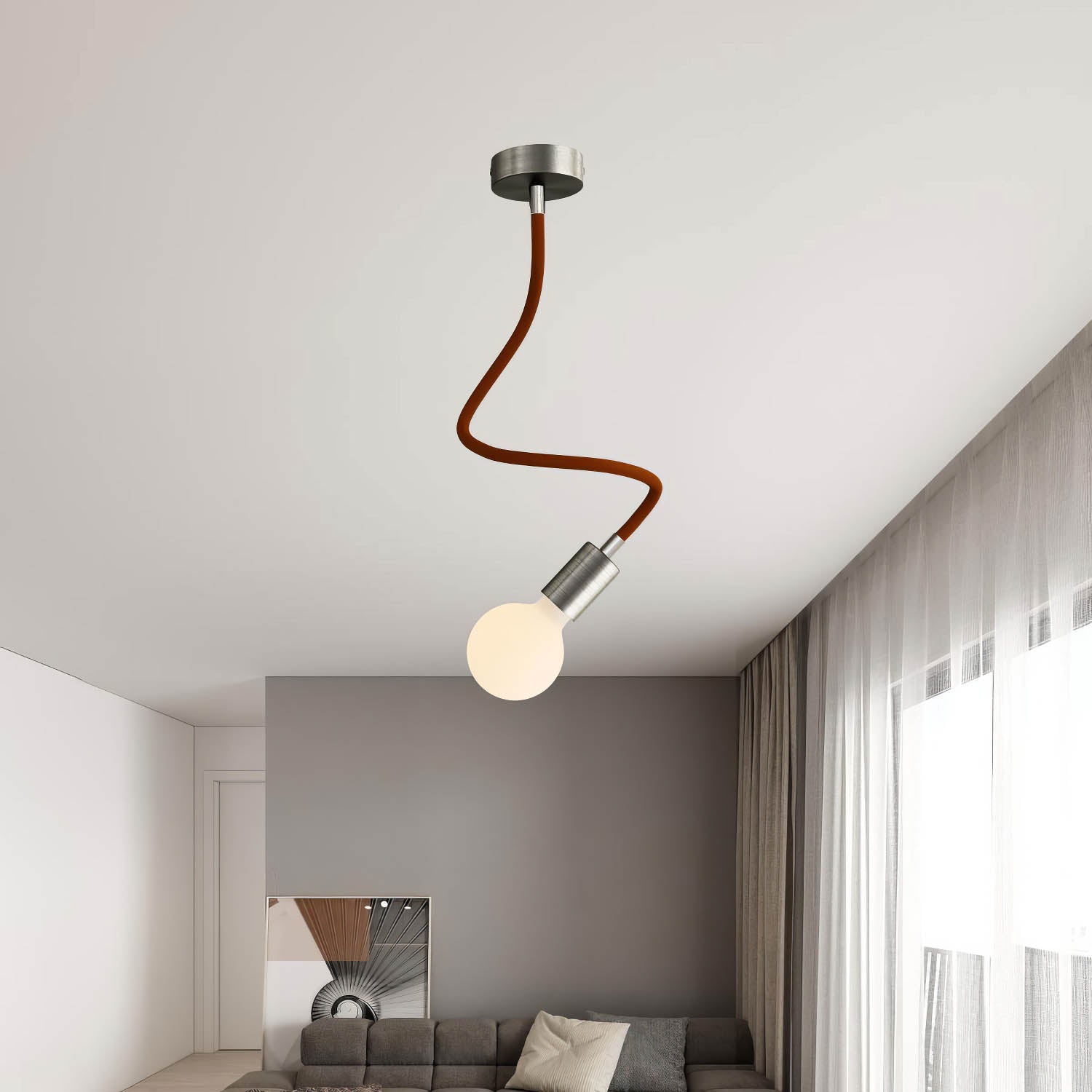 Kit Creative Flex tubo flessibile di estensione rivestito in tessuto RM13 Marrone con terminali metallici Titanio satinato 60 cm