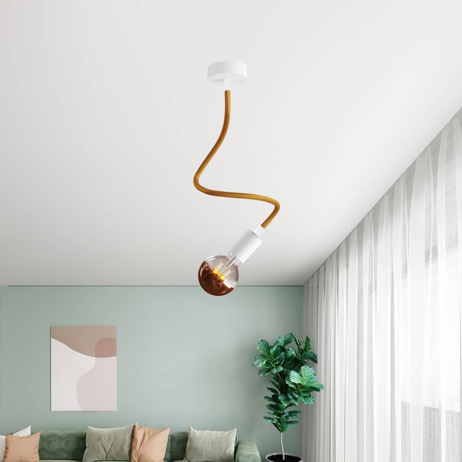 Kit Creative Flex tubo flessibile di estensione rivestito in tessuto RM73 Bronzo con terminali metallici Bianco opaco 60 cm