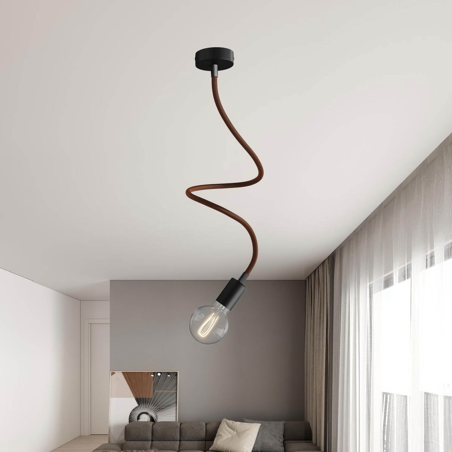 Kit Creative Flex tubo flessibile di estensione rivestito in tessuto RZ22 Nero Whiskey con terminali metallici Nero 90 cm