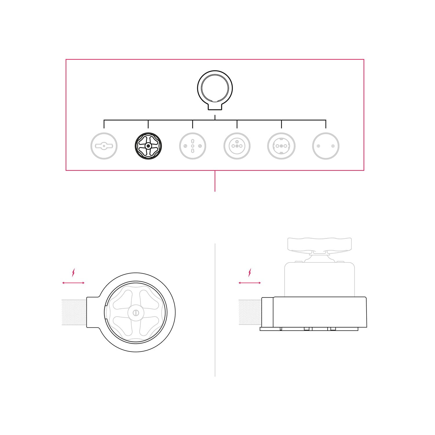 Kit interruttore/deviatore con manopola e base per Creative-Tubes in porcellana nera Bianco 1