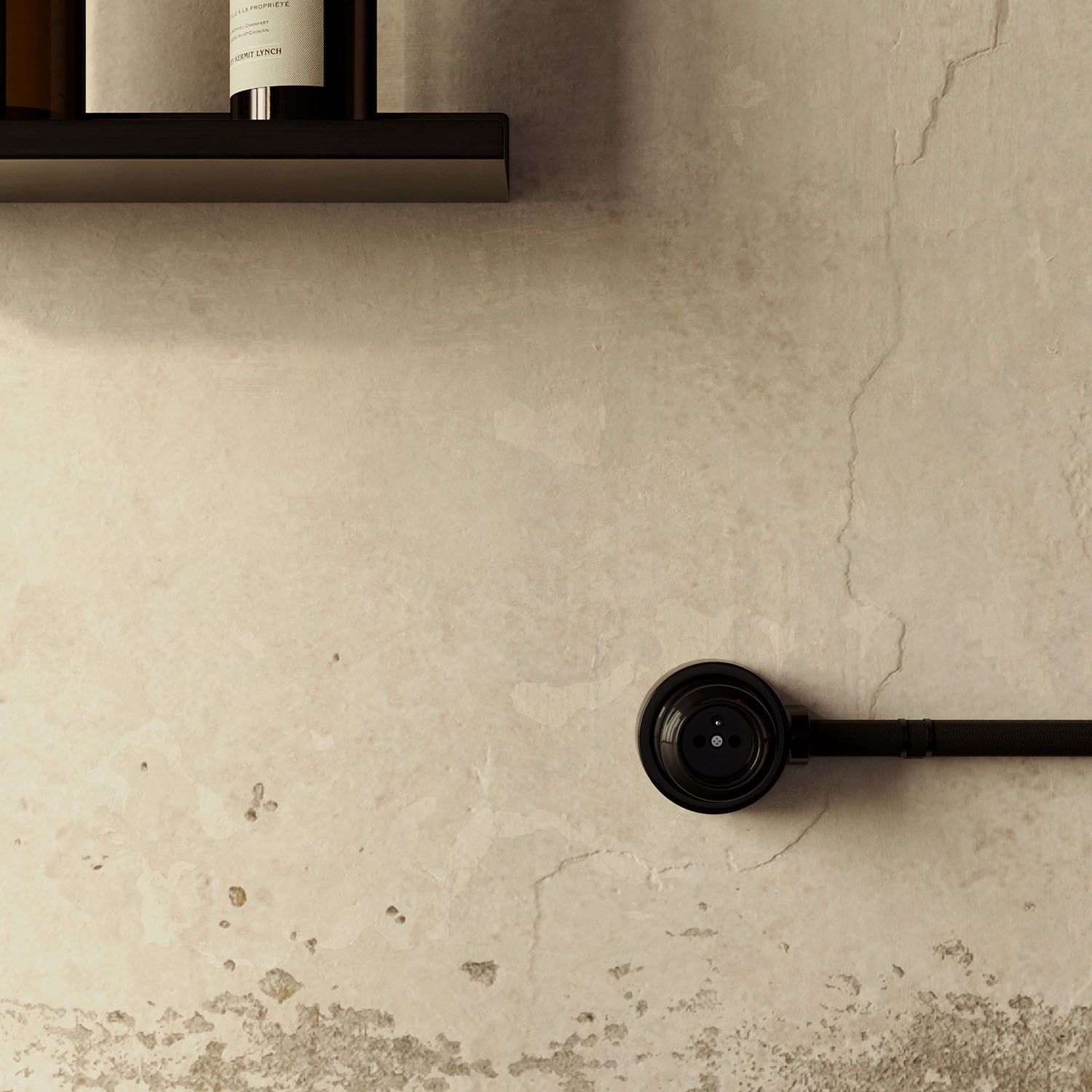 Kit presa a muro di tipo francese e base per Creative-Tubes in porcellana - Nero 1