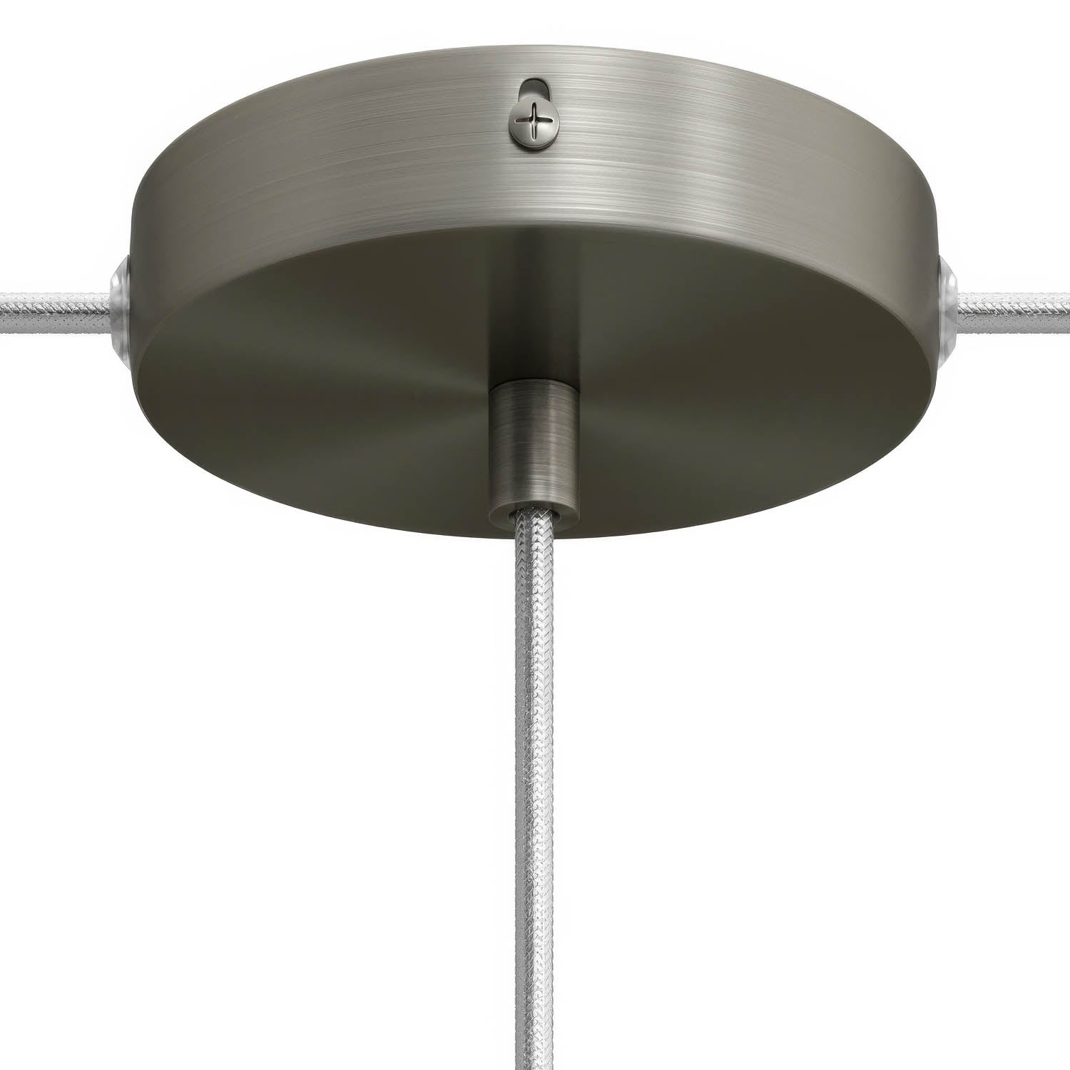 Kit rosone cilindrico in metallo a 1 foro centrale e 2 fori laterali - Titanio satinato Cilindrico