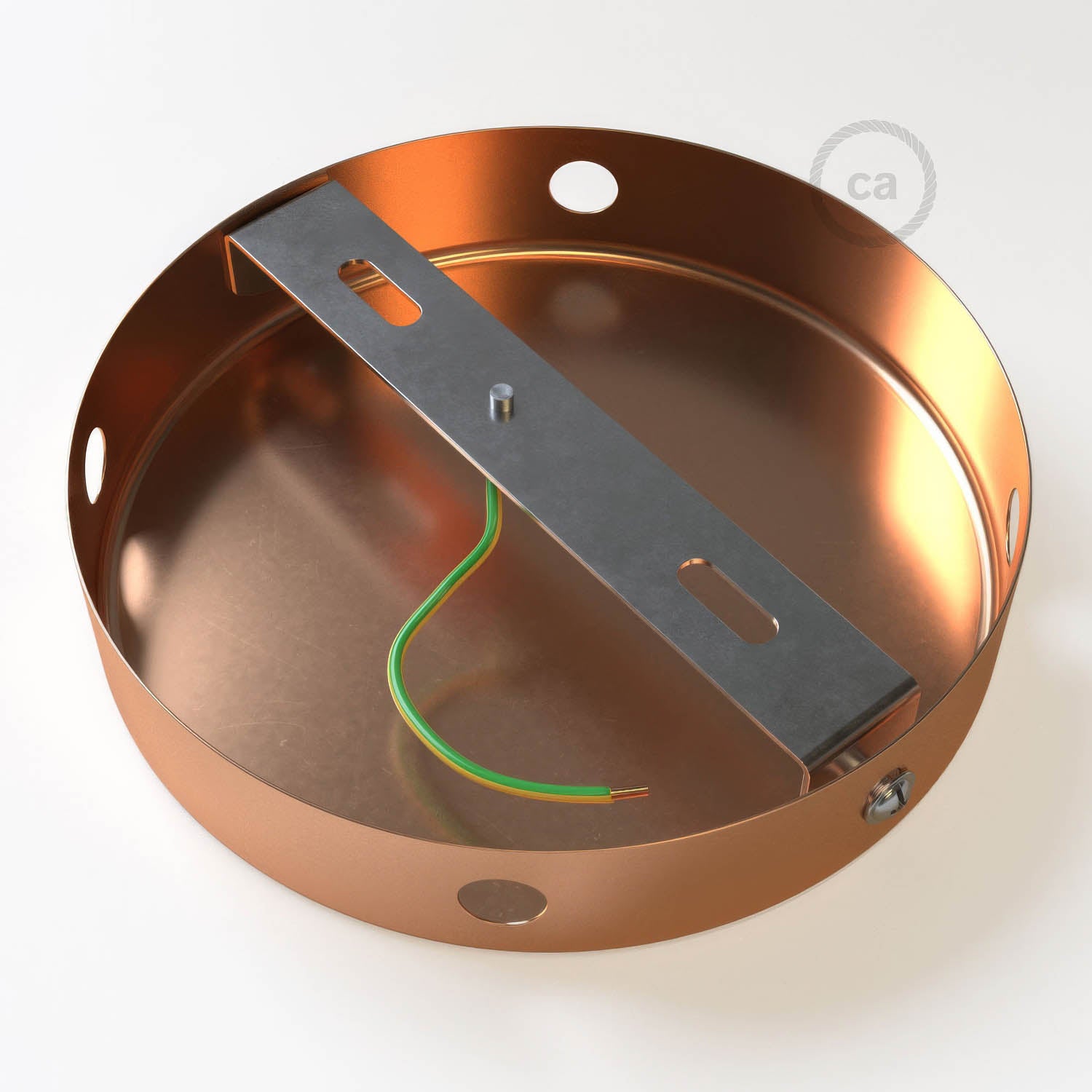 Kit rosone cilindrico in metallo a 4 fori laterali (scatola di derivazione) - Rame satinato