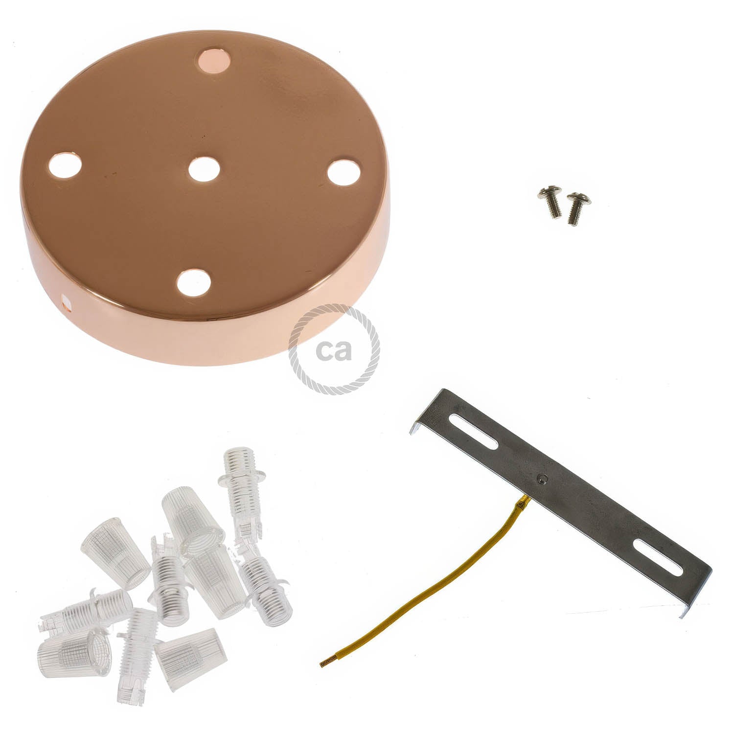 Kit rosone cilindrico in metallo a 5 fori - Rame Conico