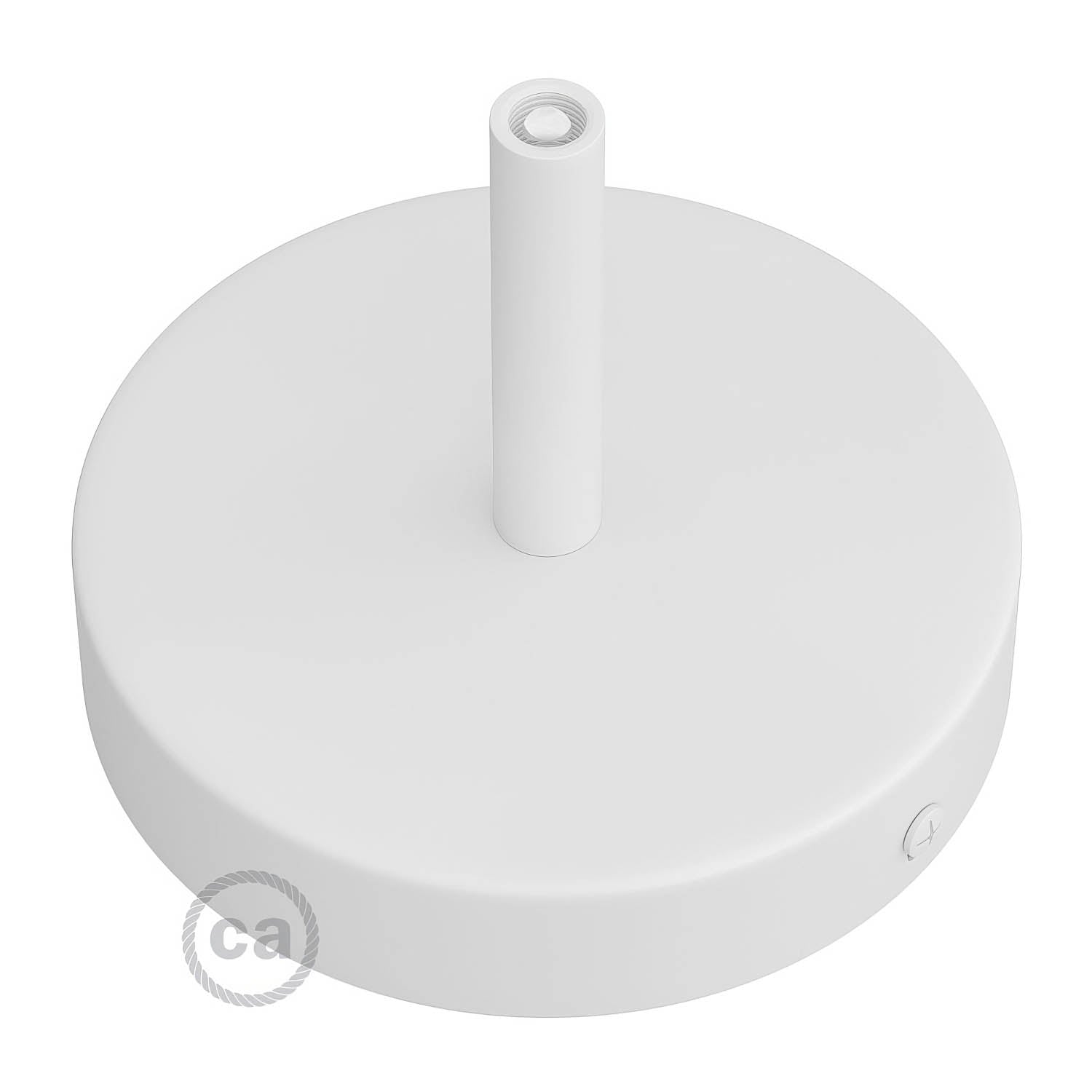 Kit rosone cilindrico in metallo con serracavo da 7 cm - Bianco opaco