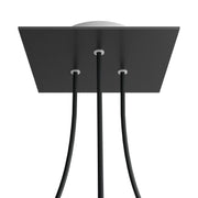 Rosone Rose-One quadrato, 200 mm con 3 fori e 4 fori laterali - Nero opaco Bianco