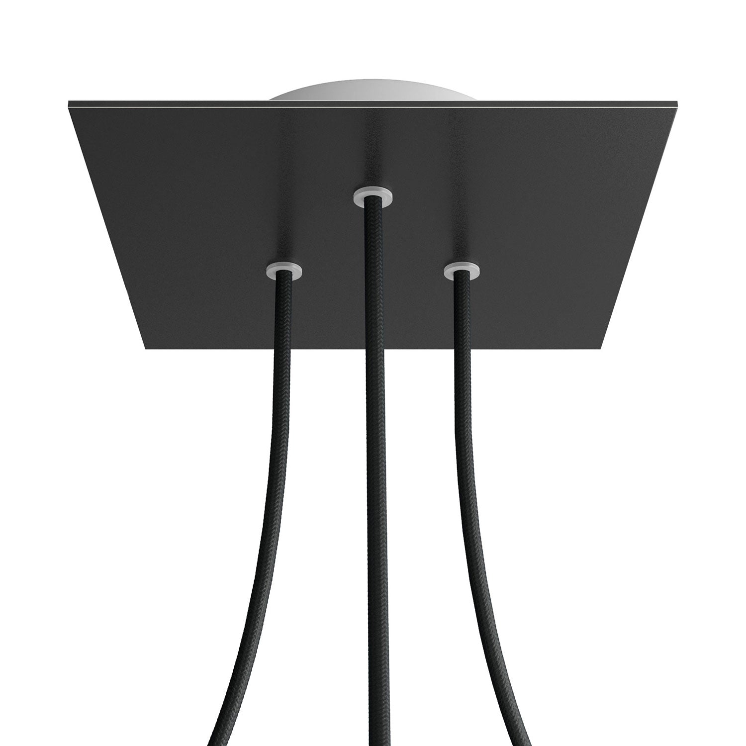 Rosone Rose-One quadrato, 200 mm con 3 fori e 4 fori laterali - Nero opaco Bianco