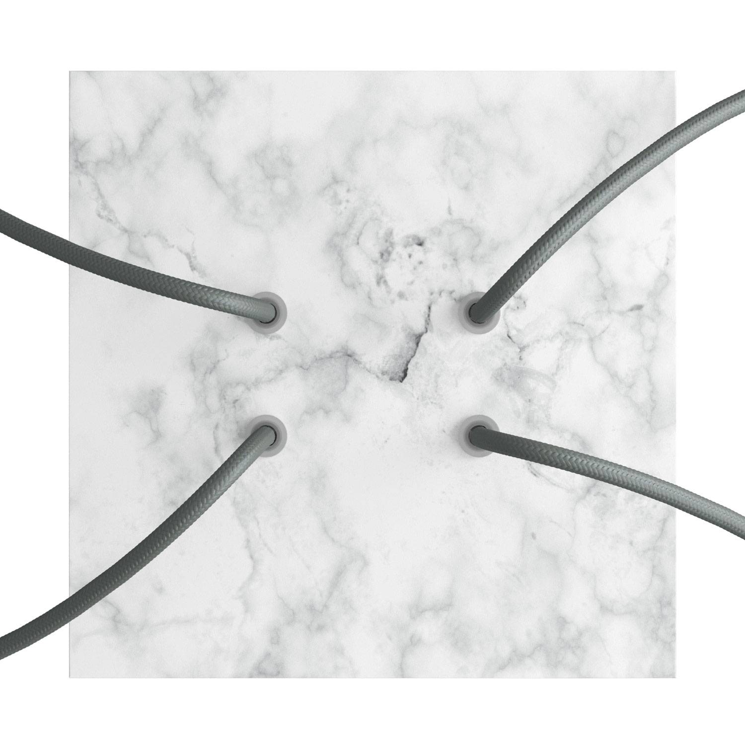 Rosone Rose-One quadrato, 200 mm con 4 fori e 4 fori laterali - Marmo Carrara Bianco