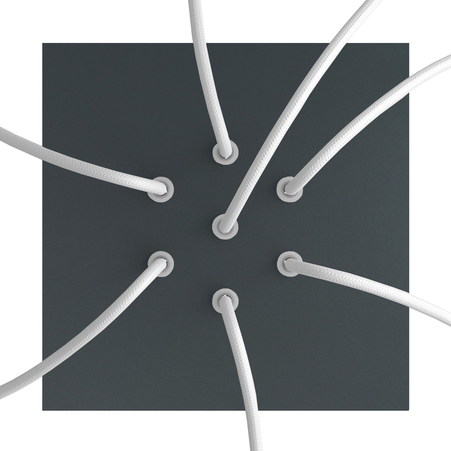 Rosone Rose-One quadrato, 200 mm con 7 fori e 4 fori laterali - Antracite Bianco