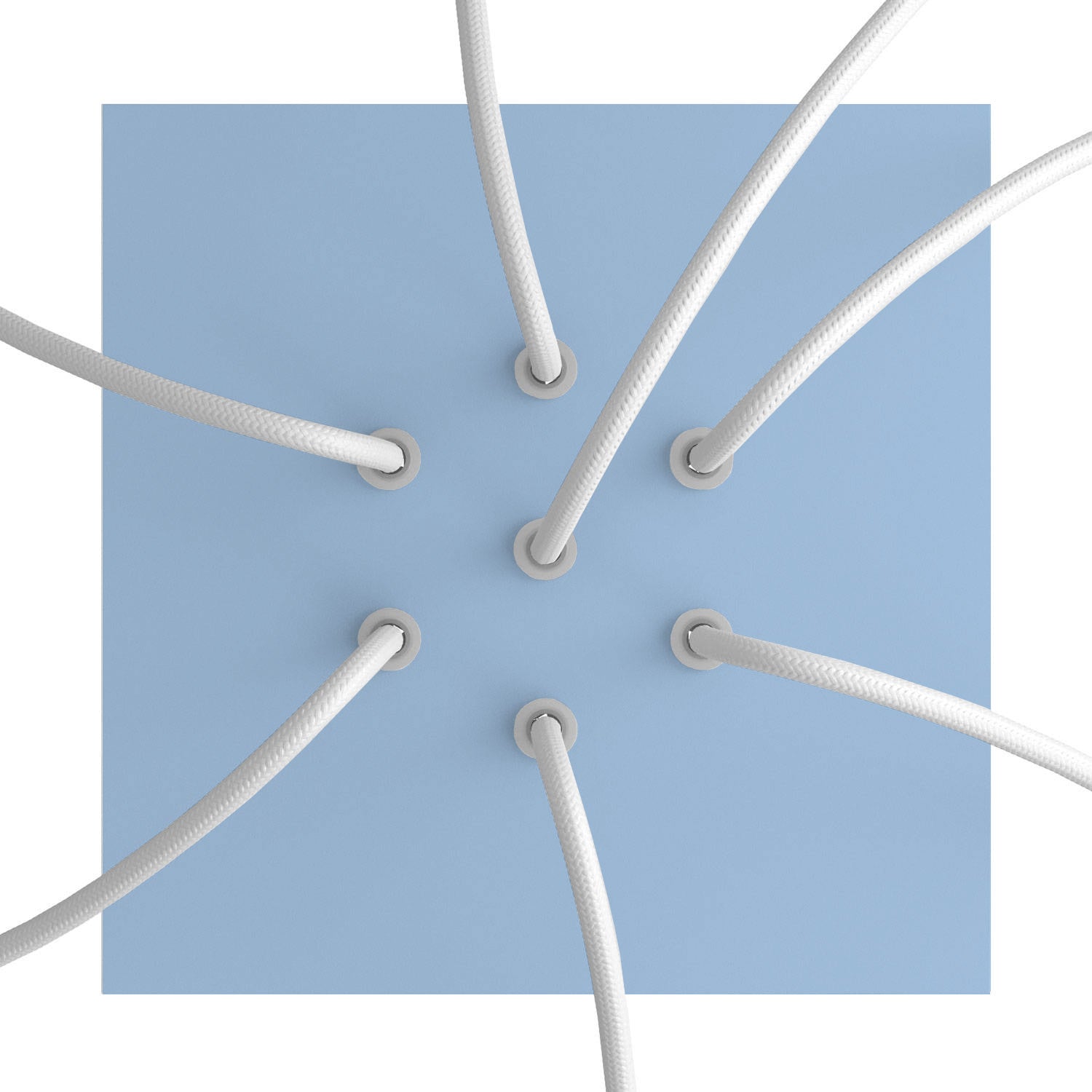 Rosone Rose-One quadrato, 200 mm con 7 fori e 4 fori laterali - Blu carta da zucchero Bianco