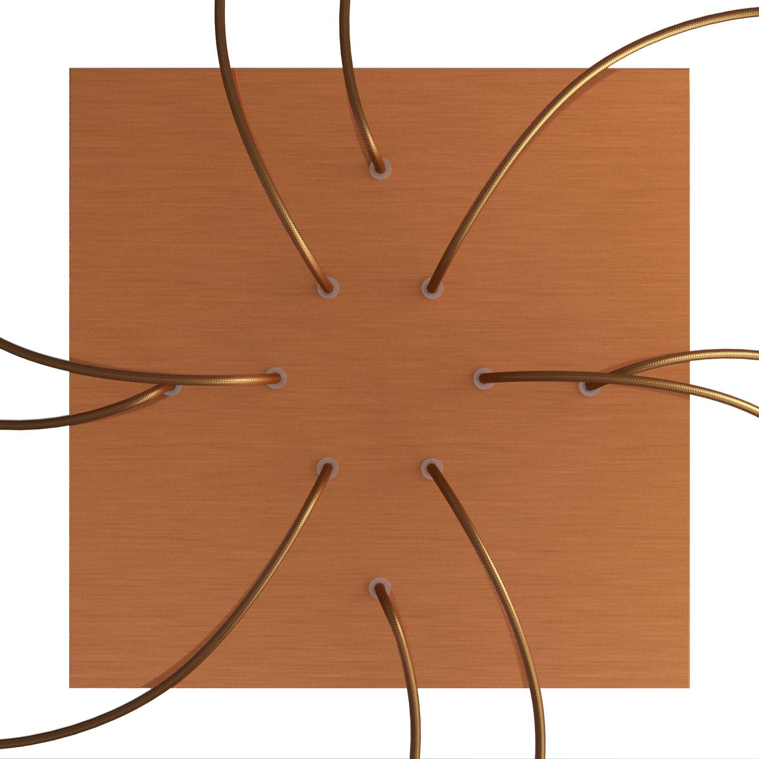 Rosone XXL Rose-One quadrato, 400 mm con 10 fori e 4 fori laterali - Dibond Rame satinato Bianco