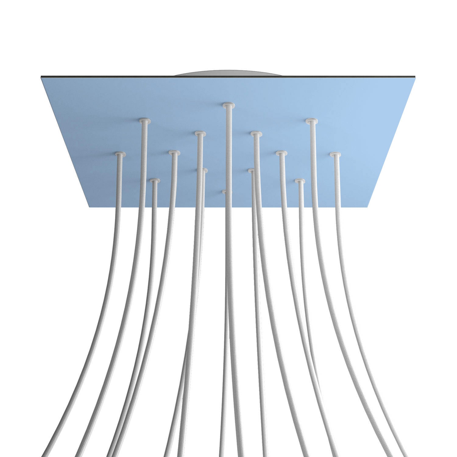 Rosone XXL Rose-One quadrato, 400 mm con 14 fori e 4 fori laterali - Blu carta da zucchero Bianco