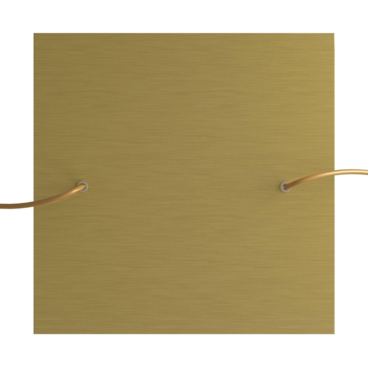 Rosone XXL Rose-One quadrato, 400 mm con 2 fori e 4 fori laterali - Dibond Ottone satinato Bianco