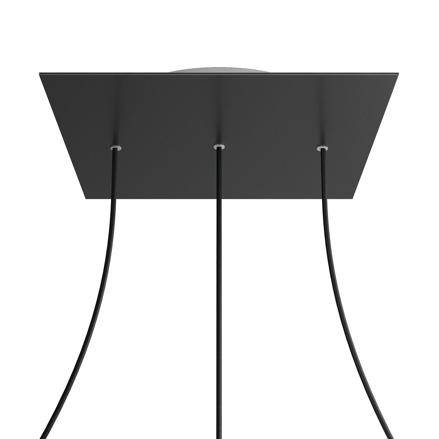 Rosone XXL Rose-One quadrato, 400 mm con 3 fori in linea e 4 fori laterali - Nero opaco Bianco