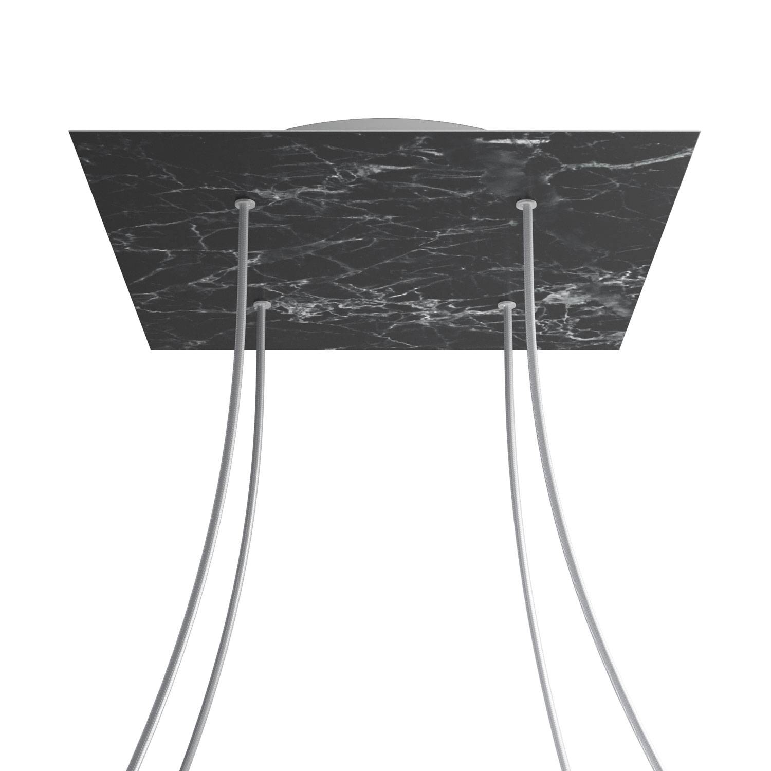 Rosone XXL Rose-One quadrato, 400 mm con 4 fori e 4 fori laterali - Marmo Marquina Bianco