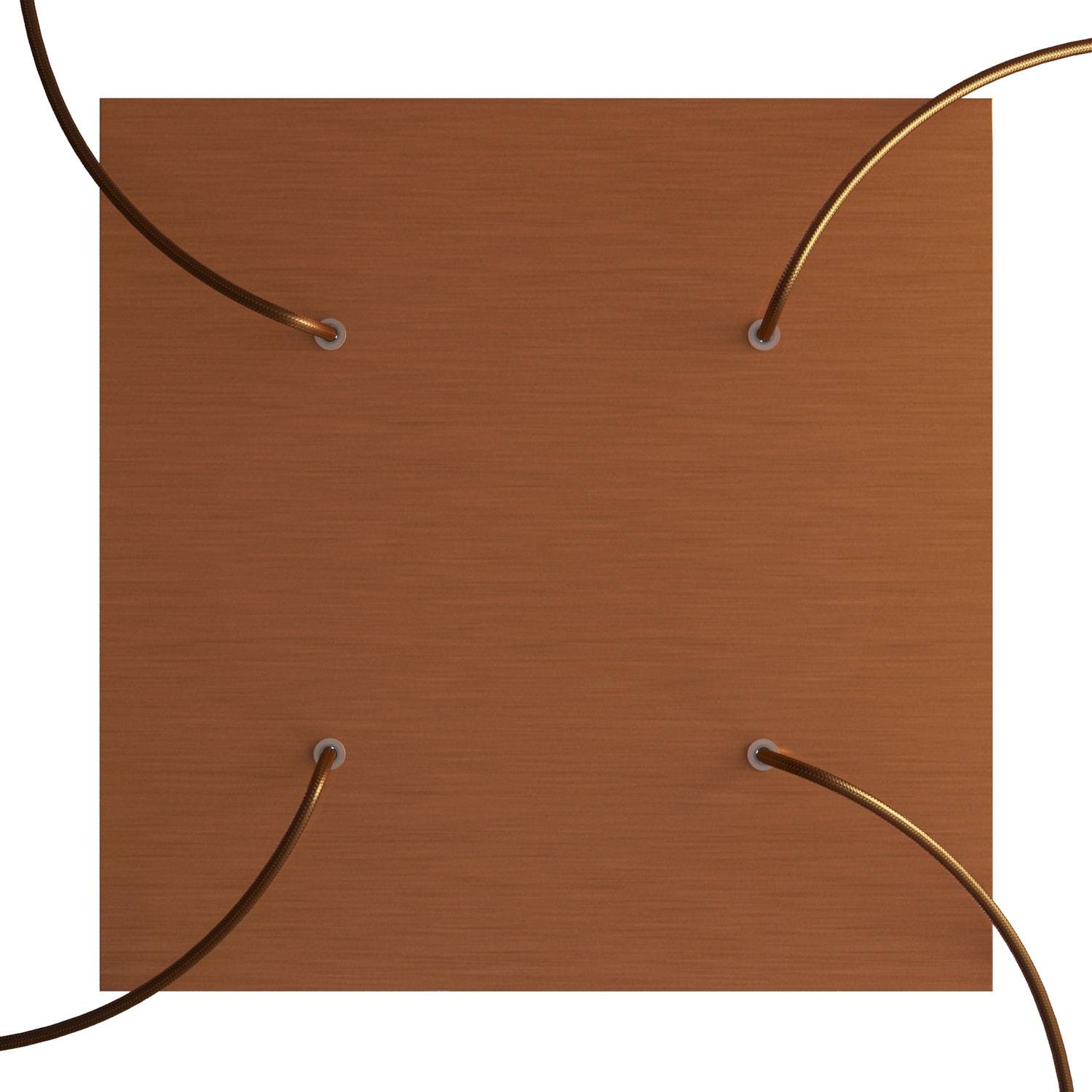 Rosone XXL Rose-One quadrato, 400 mm con 4 fori e 4 fori laterali - Dibond Rame satinato Bianco