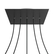 Rosone XXL Rose-One quadrato, 400 mm con 5 fori in linea e 4 fori laterali - Nero opaco Bianco