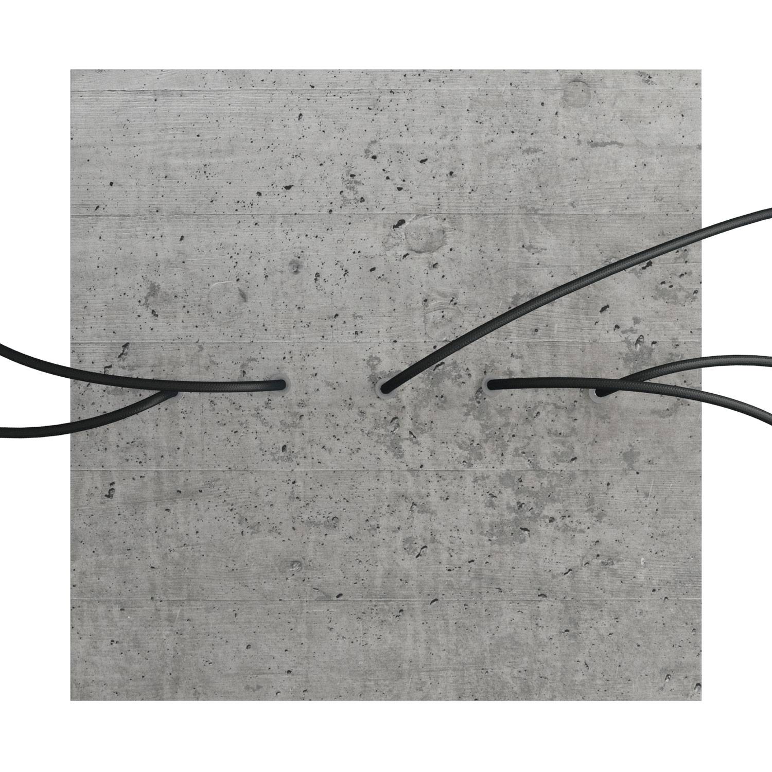 Rosone XXL Rose-One quadrato, 400 mm con 5 fori in linea e 4 fori laterali - Cemento Bianco