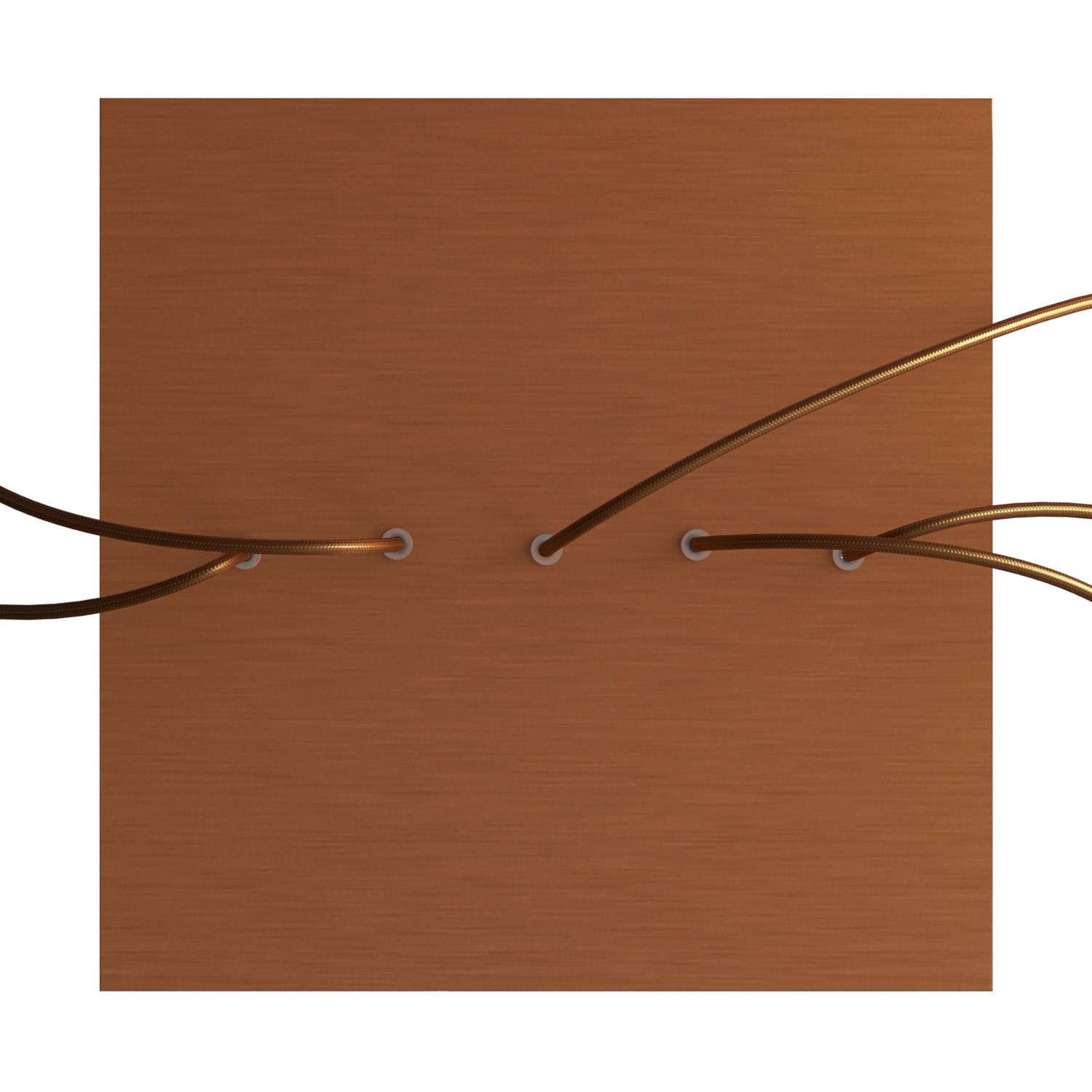 Rosone XXL Rose-One quadrato, 400 mm con 5 fori in linea e 4 fori laterali - Dibond Rame satinato Bianco