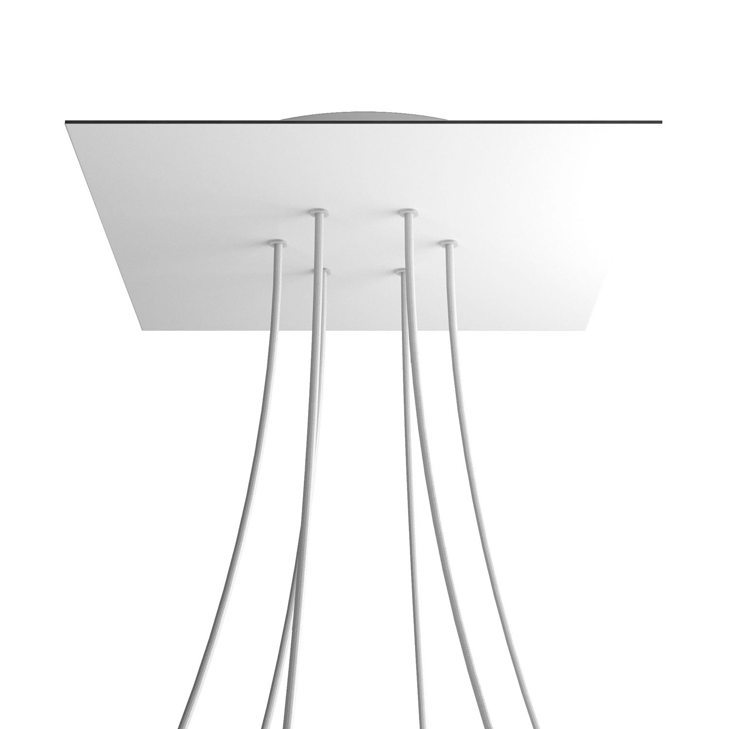 Rosone XXL Rose-One quadrato, 400 mm con 6 fori e 4 fori laterali - Bianco opaco Bianco