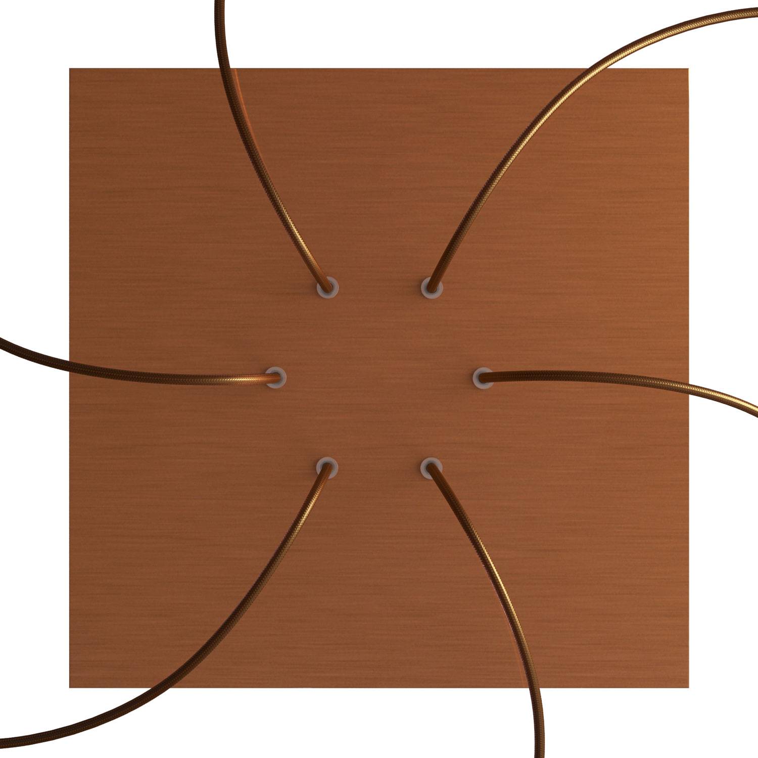 Rosone XXL Rose-One quadrato, 400 mm con 6 fori e 4 fori laterali - Dibond Rame satinato Bianco