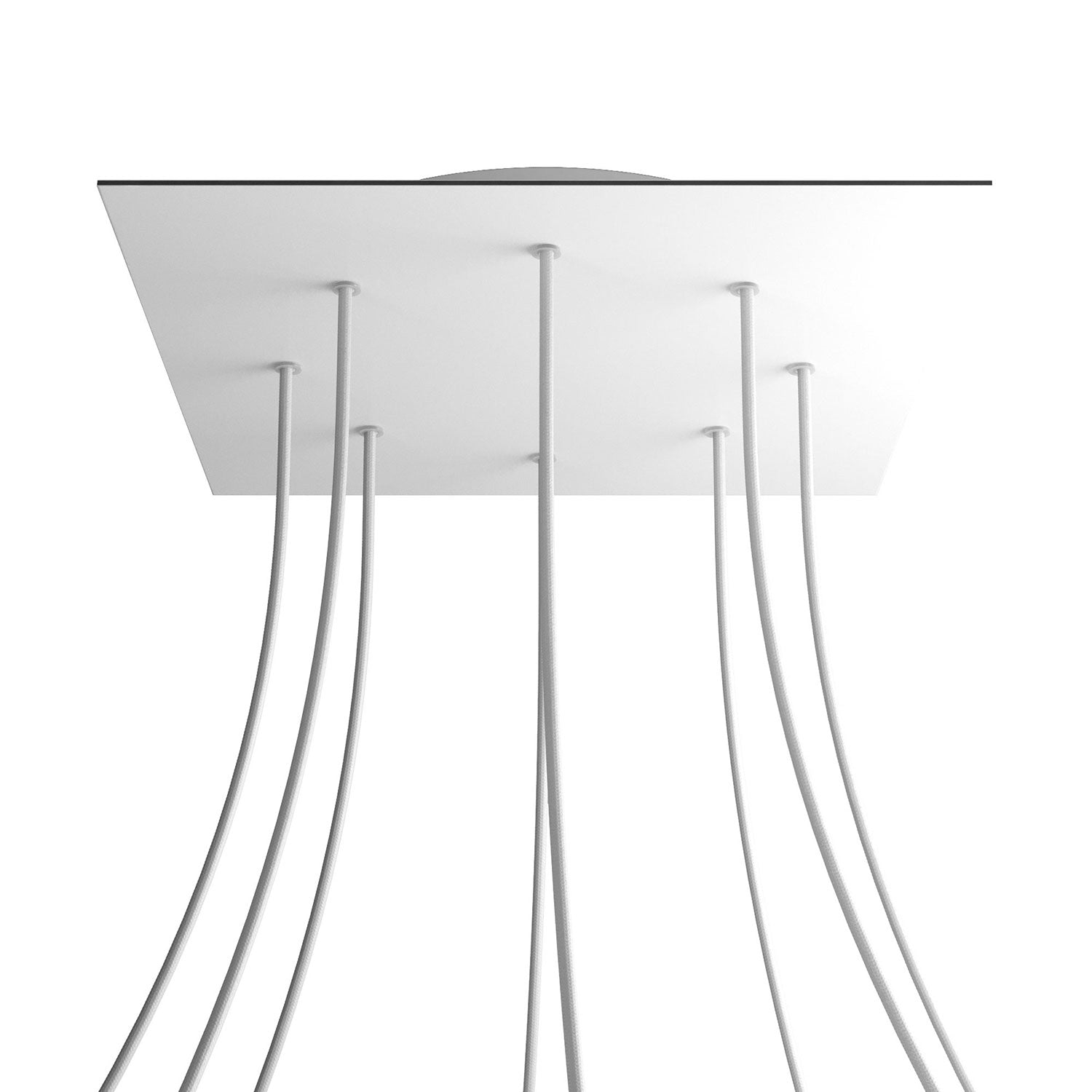 Rosone XXL Rose-One quadrato, 400 mm con 8 fori e 4 fori laterali - Bianco opaco Bianco