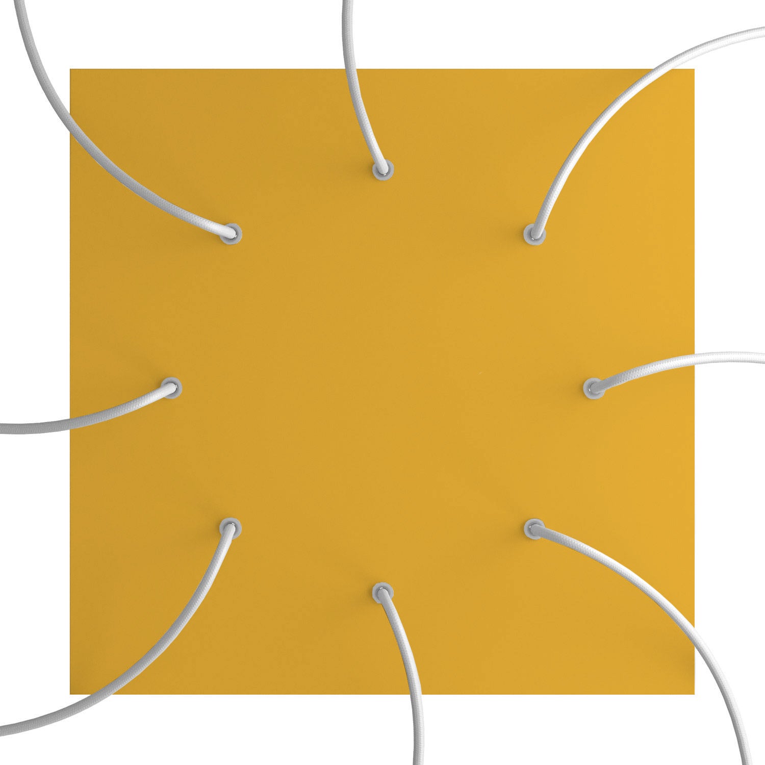 Rosone XXL Rose-One quadrato, 400 mm con 8 fori e 4 fori laterali - Mostarda Bianco