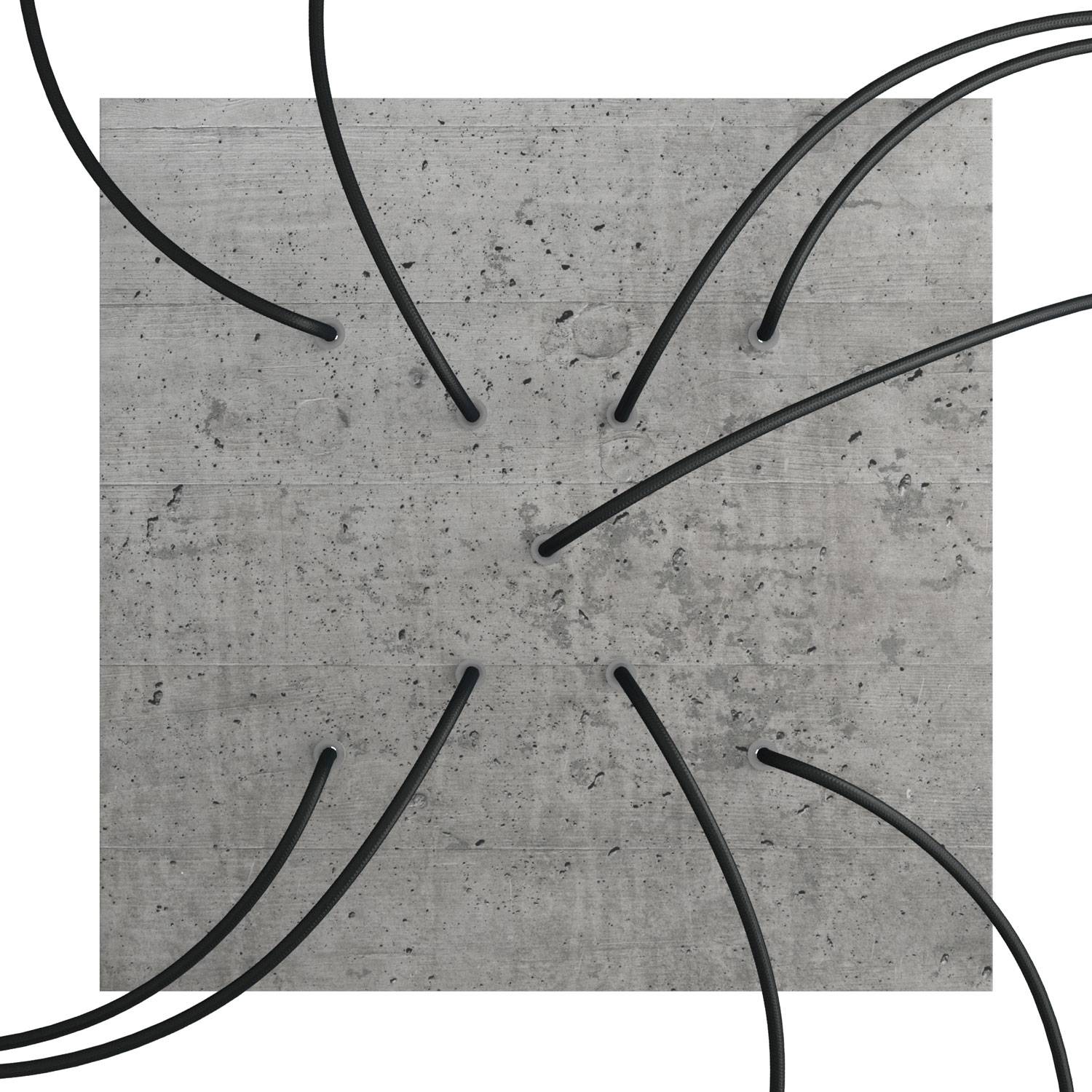 Rosone XXL Rose-One quadrato, 400 mm con 9 fori a X e 4 fori laterali - Cemento Bianco