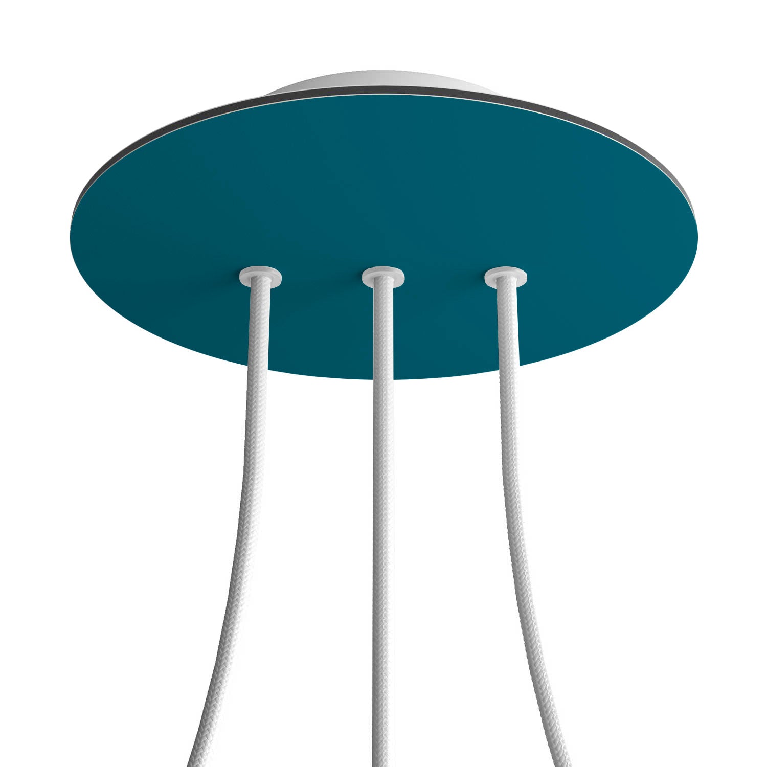 Rosone Rose-One rotondo, diametro 200 mm con 3 fori in linea e 4 fori laterali - Petrolio Bianco