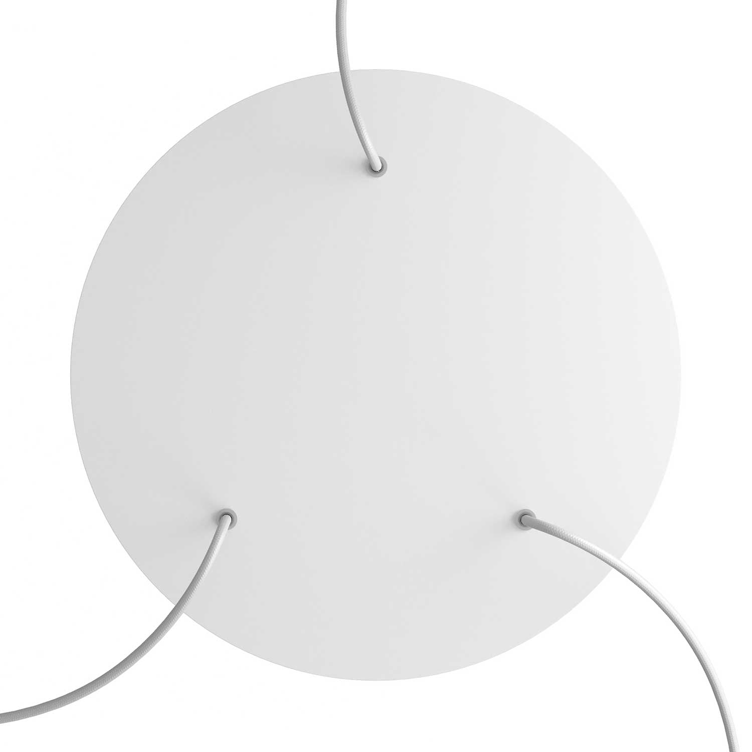 Rosone XXL Rose-One rotondo, diametro 400 mm con 3 fori e 4 fori laterali - Bianco opaco Bianco