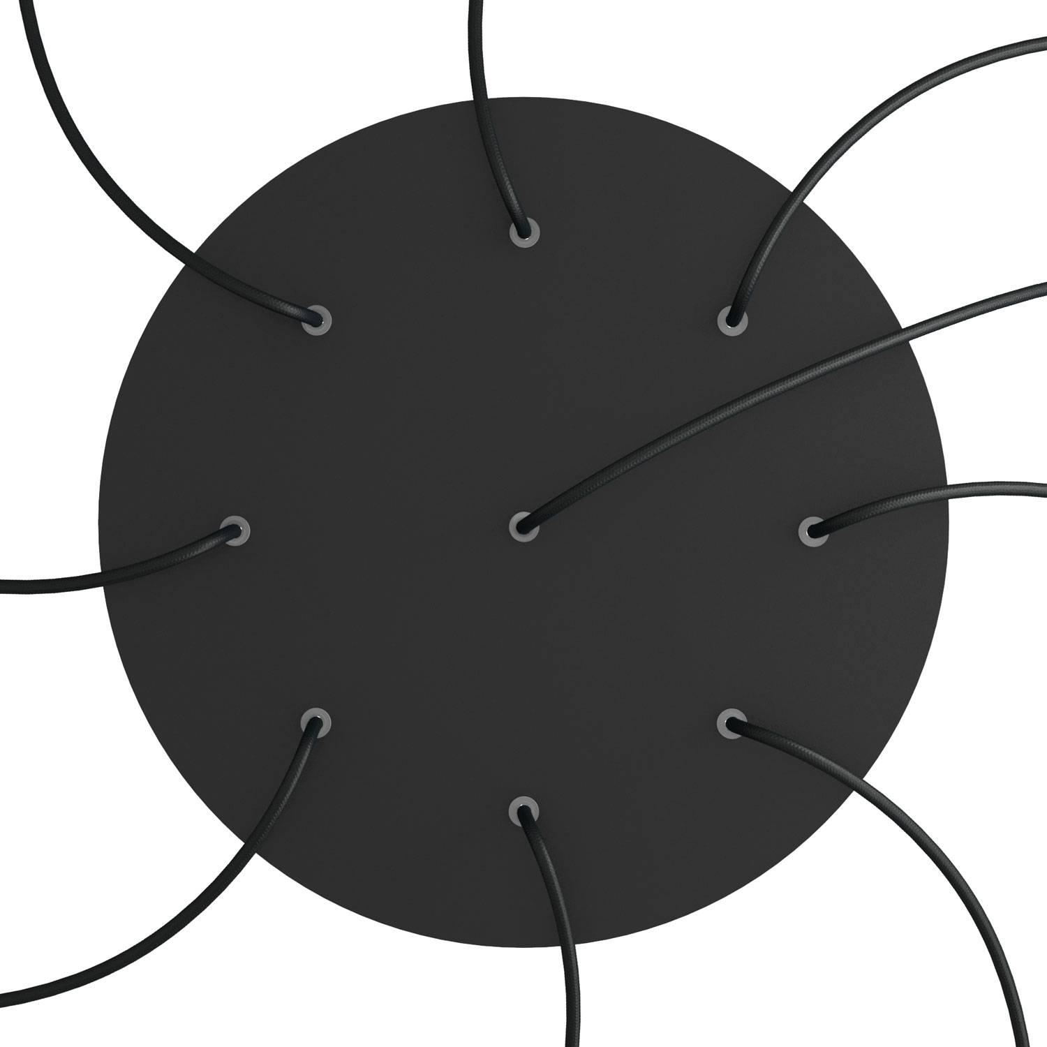 Rosone XXL Rose-One rotondo, diametro 400 mm con 9 fori e 4 fori laterali - Nero opaco Bianco